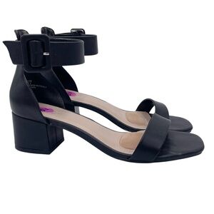 Mari A Women's Mattie 2 Ankle Strap Heels Size 8.5 Black Faux Leather Open Toe